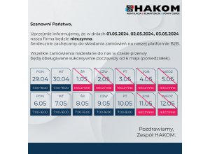 Majówkowa przerwa w HAKOM