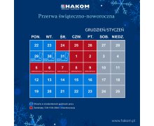 Harmonogram pracy HAKOM - Przerwa świąteczno-noworoczna