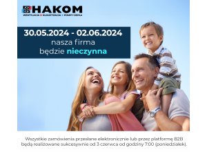 Godziny pracy w ostatnim tygodniu maja